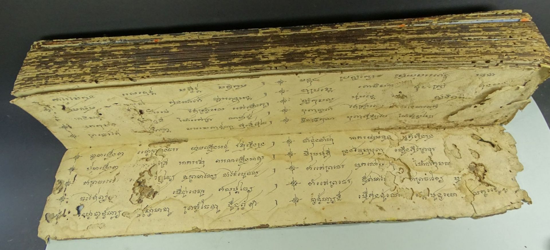 wohl altes tibetanisches Gebetsbuch? m it einigen Bildern, Einbände und einige Seiten schlecht - Bild 6 aus 10