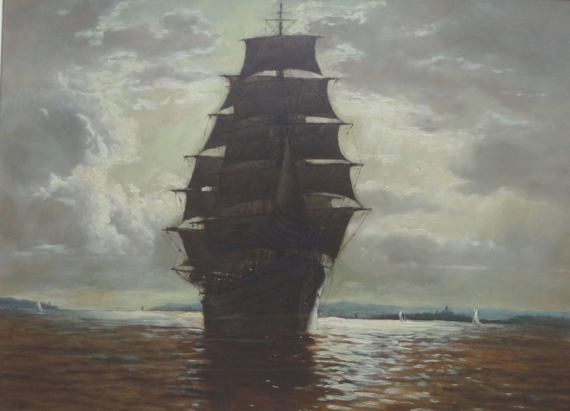 anonym "Segelschiff auf See" Öl/Platte, gerahmt, RG 67x80 c - Bild 2 aus 6