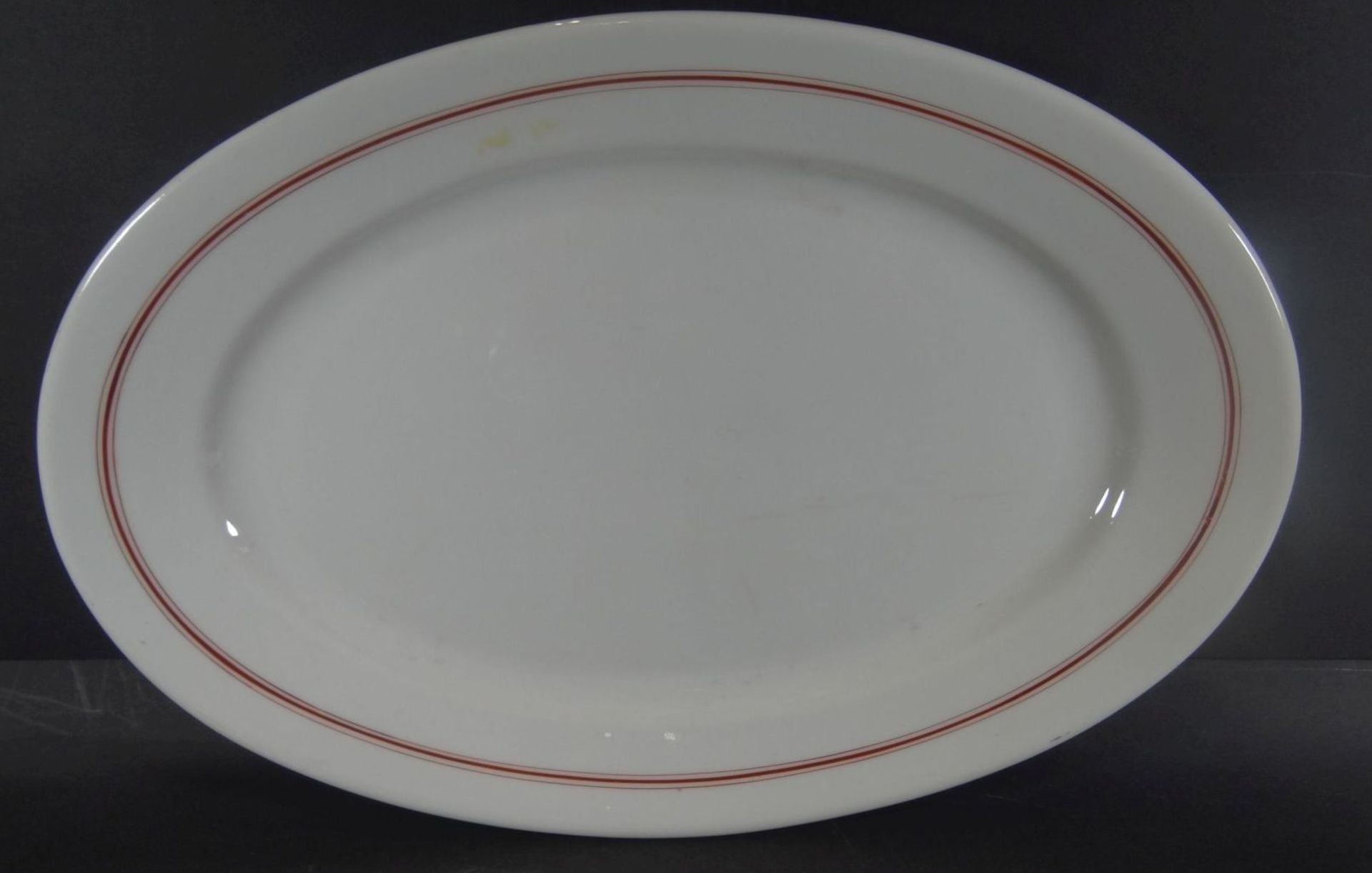 ovale Platte und kl. Teller, Marinegschirr, KPM, dat. 1940/42, roter Rand, 40x25 cm und D-20 cm - Bild 3 aus 5