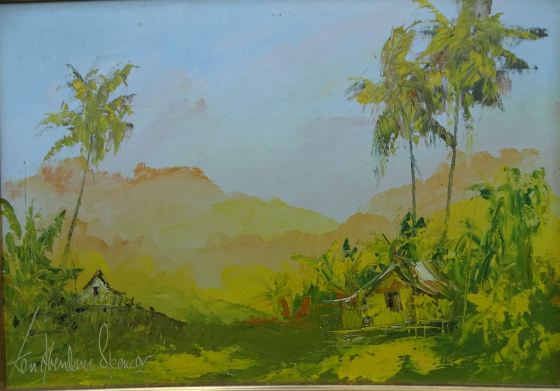Kenneth ABENDANA SPENCER (1929-2005) "Jamaikan. Landschaft", Öl/Leinen, gerahmt, RG 80x110 c