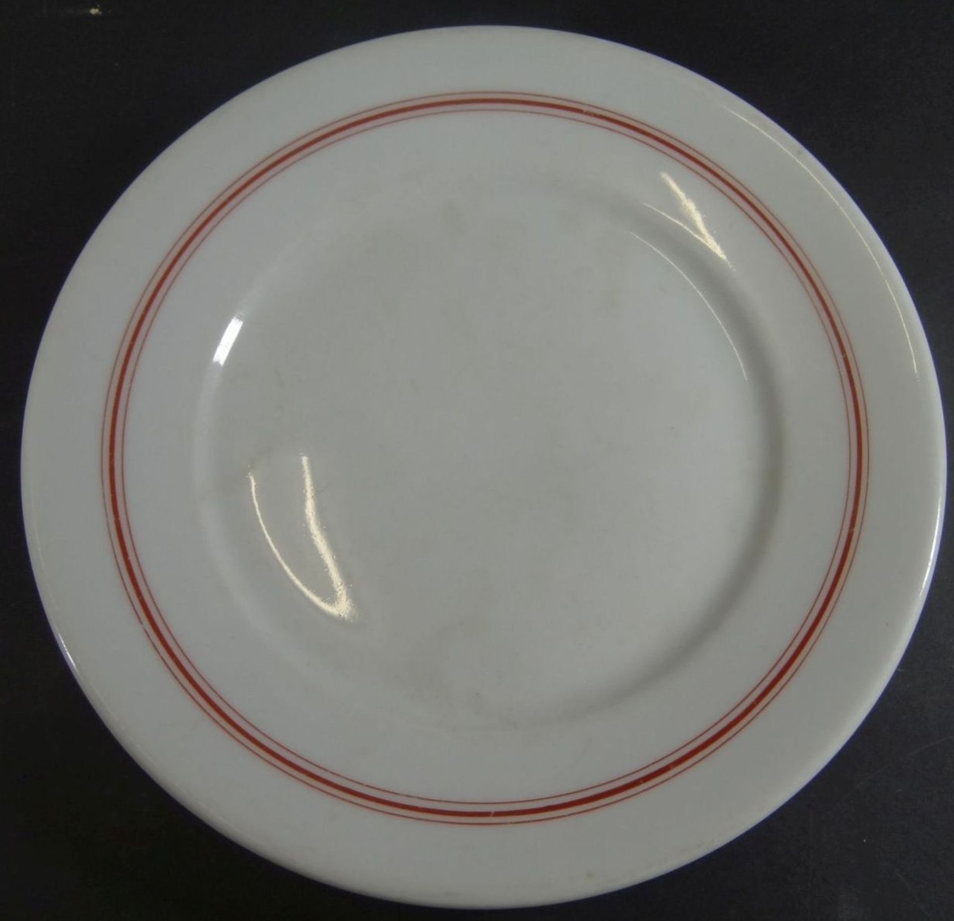 ovale Platte und kl. Teller, Marinegschirr, KPM, dat. 1940/42, roter Rand, 40x25 cm und D-20 cm - Bild 2 aus 5