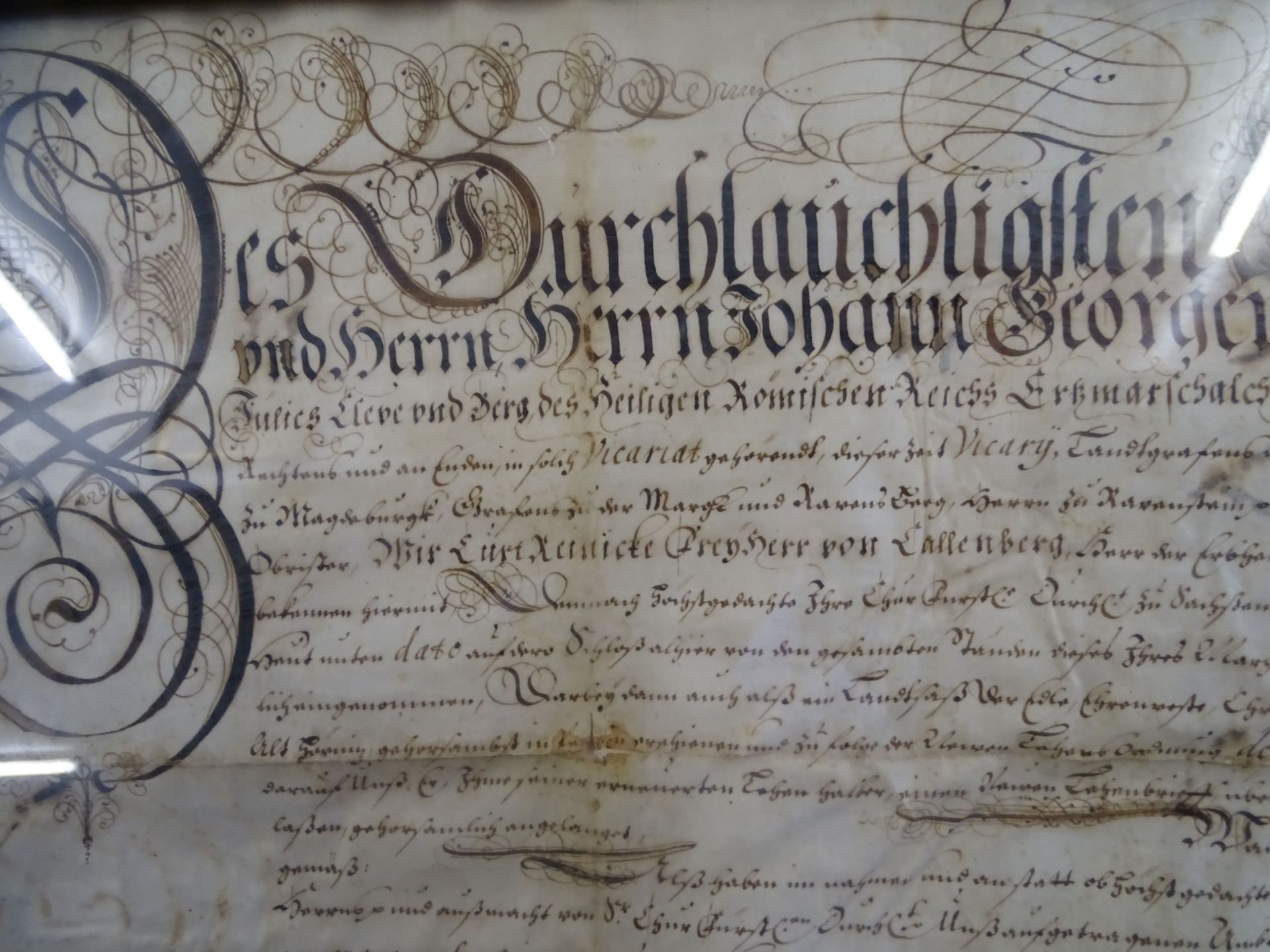 grosse Urkunde des Herzogs von Sachsen, Johann Georg II. (16131680), dat. 1653 , etwas - Bild 6 aus 10