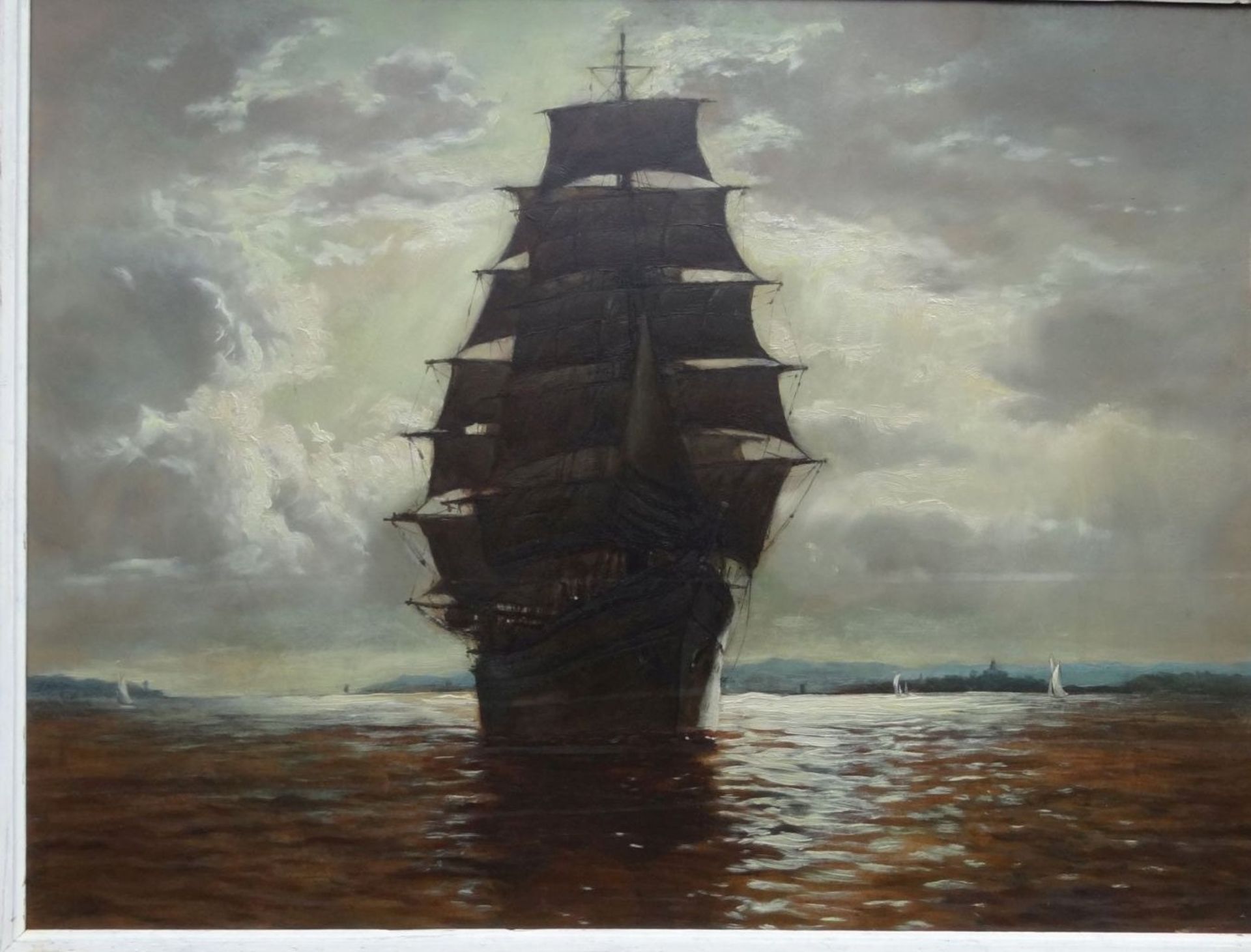 anonym "Segelschiff auf See" Öl/Platte, gerahmt, RG 67x80 c - Bild 3 aus 6