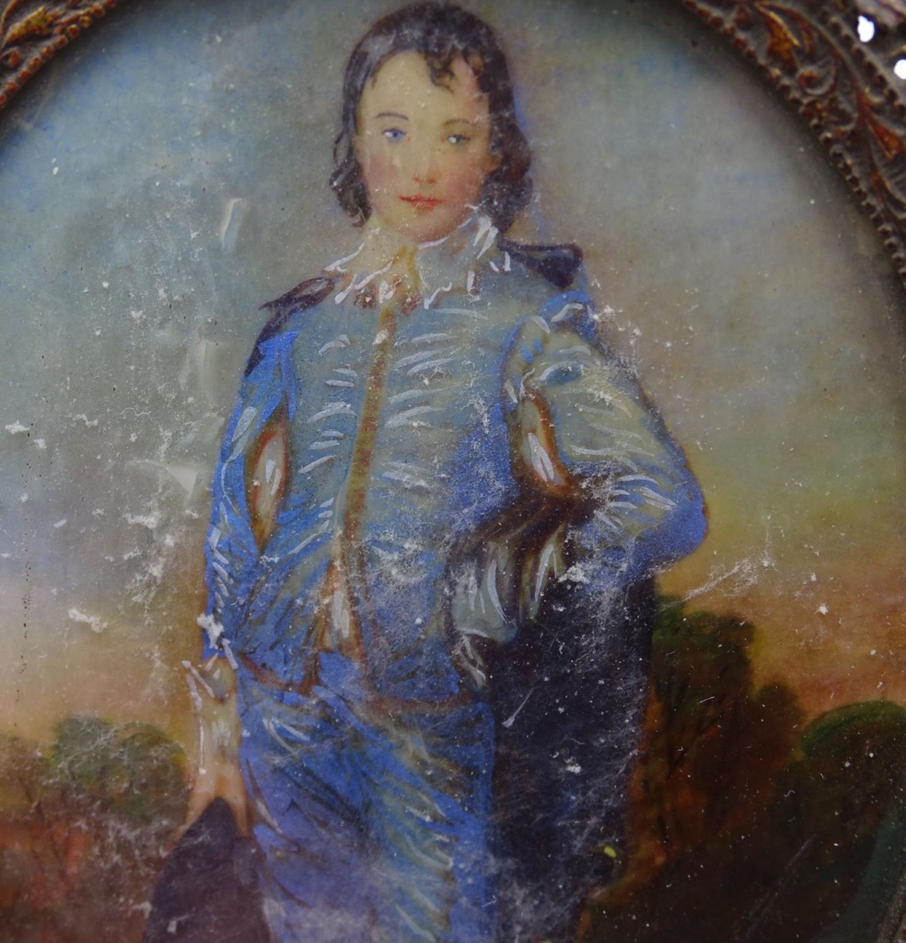 Tischbilderrahmen mit dem blauen Jungen nach Thomas Gainsborough in Bronzerahmen,19.Jahrhundert,H- - Bild 7 aus 9