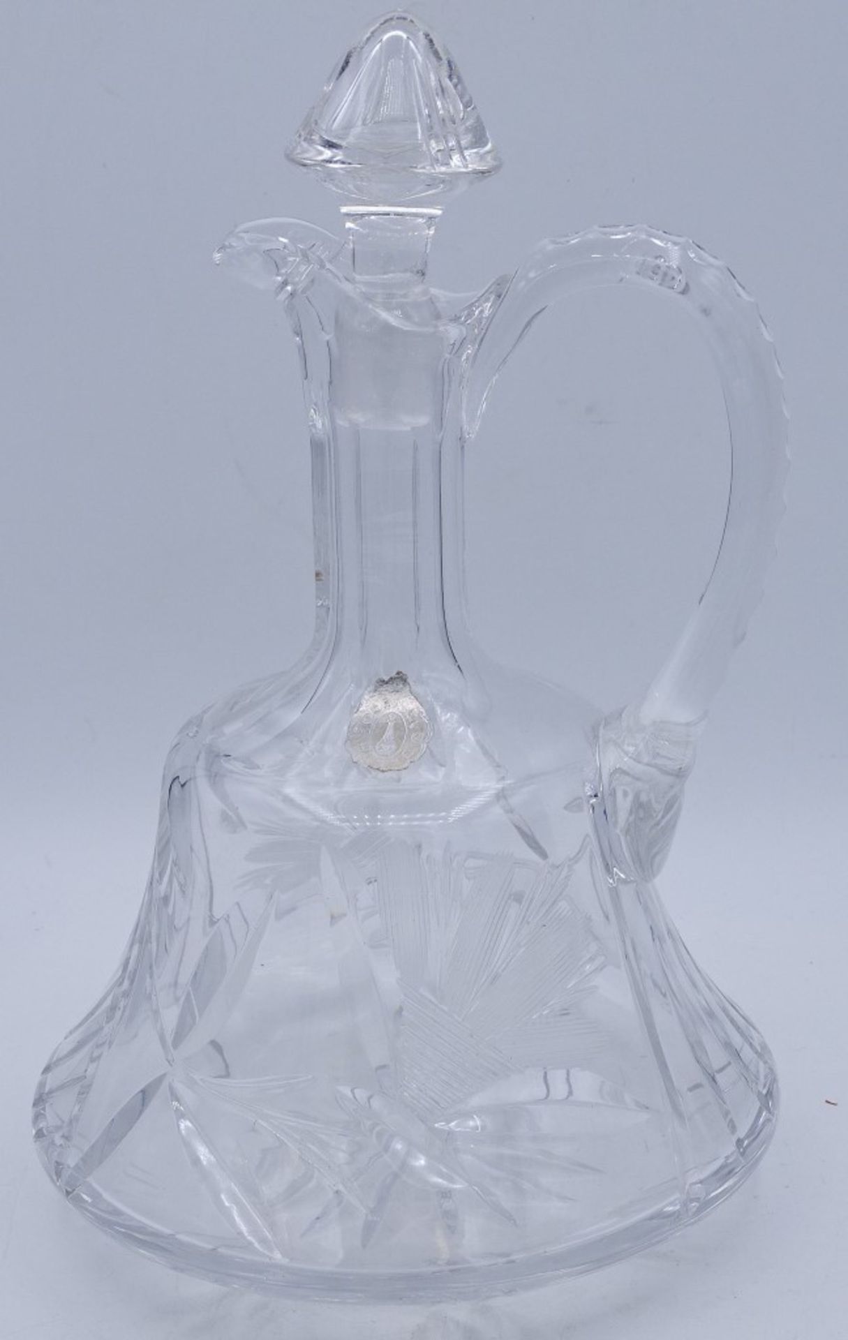 Kristall Karaffe mit Henkel und Schliff,H- 24,5cm