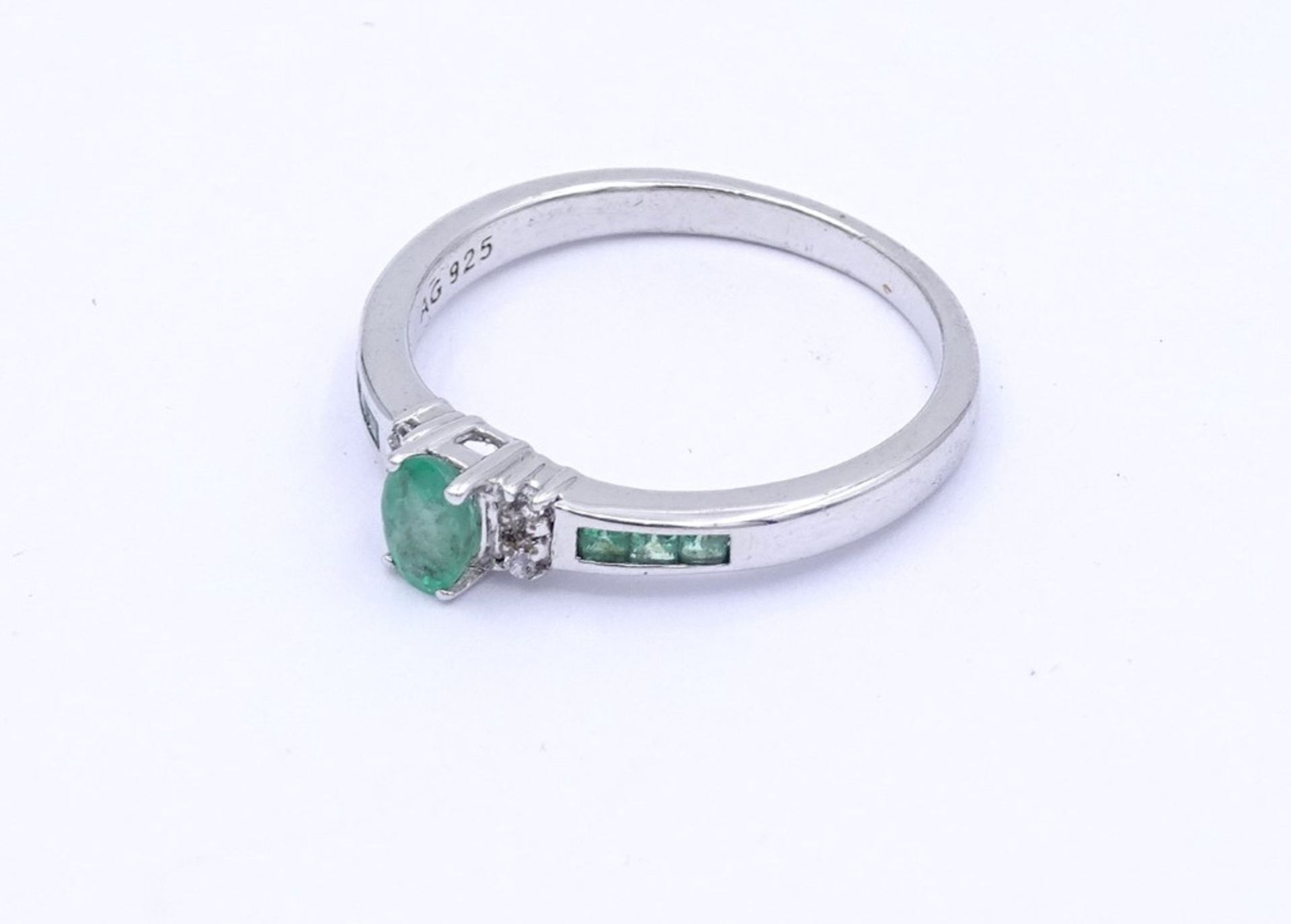 Smaragd Silber Ring 925/000 3,4gr., RG 65 - Bild 3 aus 3