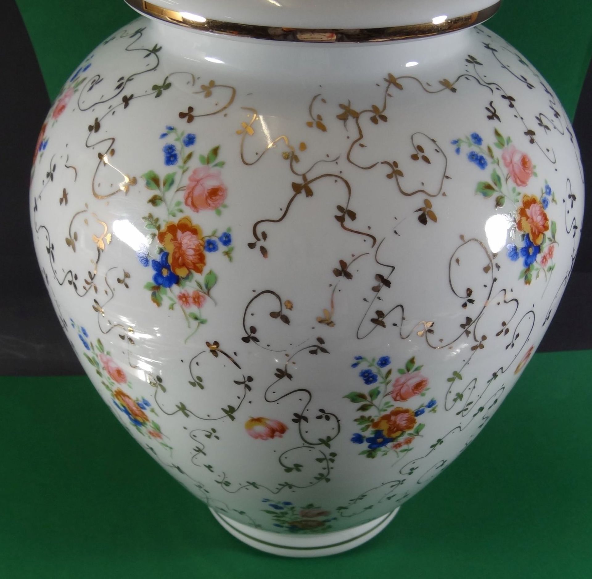 grosse Deckelvase , undeutl. gemarkt, H-40 cm - Bild 3 aus 8