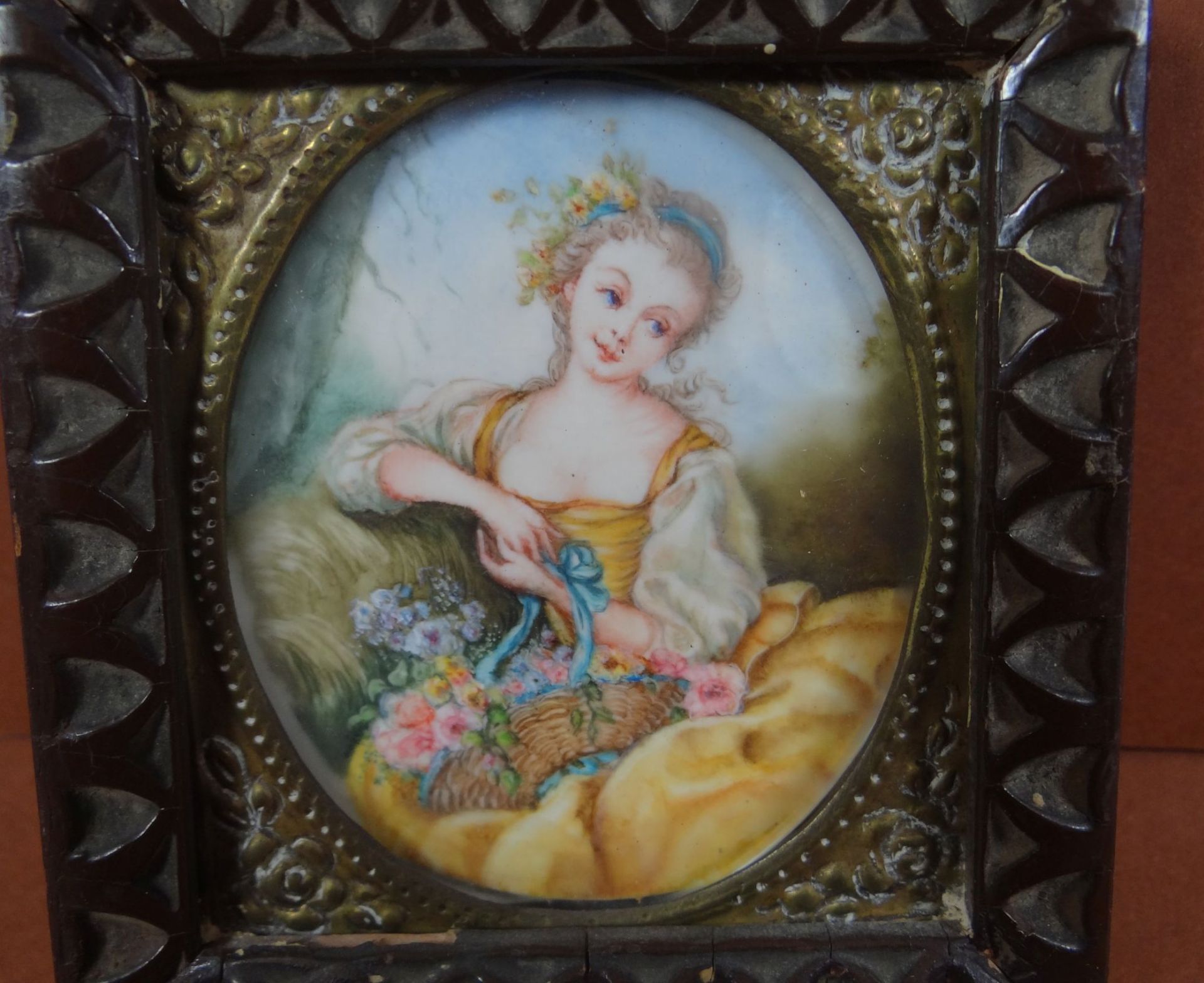 Miniaturportrait eines jungen Mädchens, Holzrahmen, RG 8x7 c - Image 2 of 4