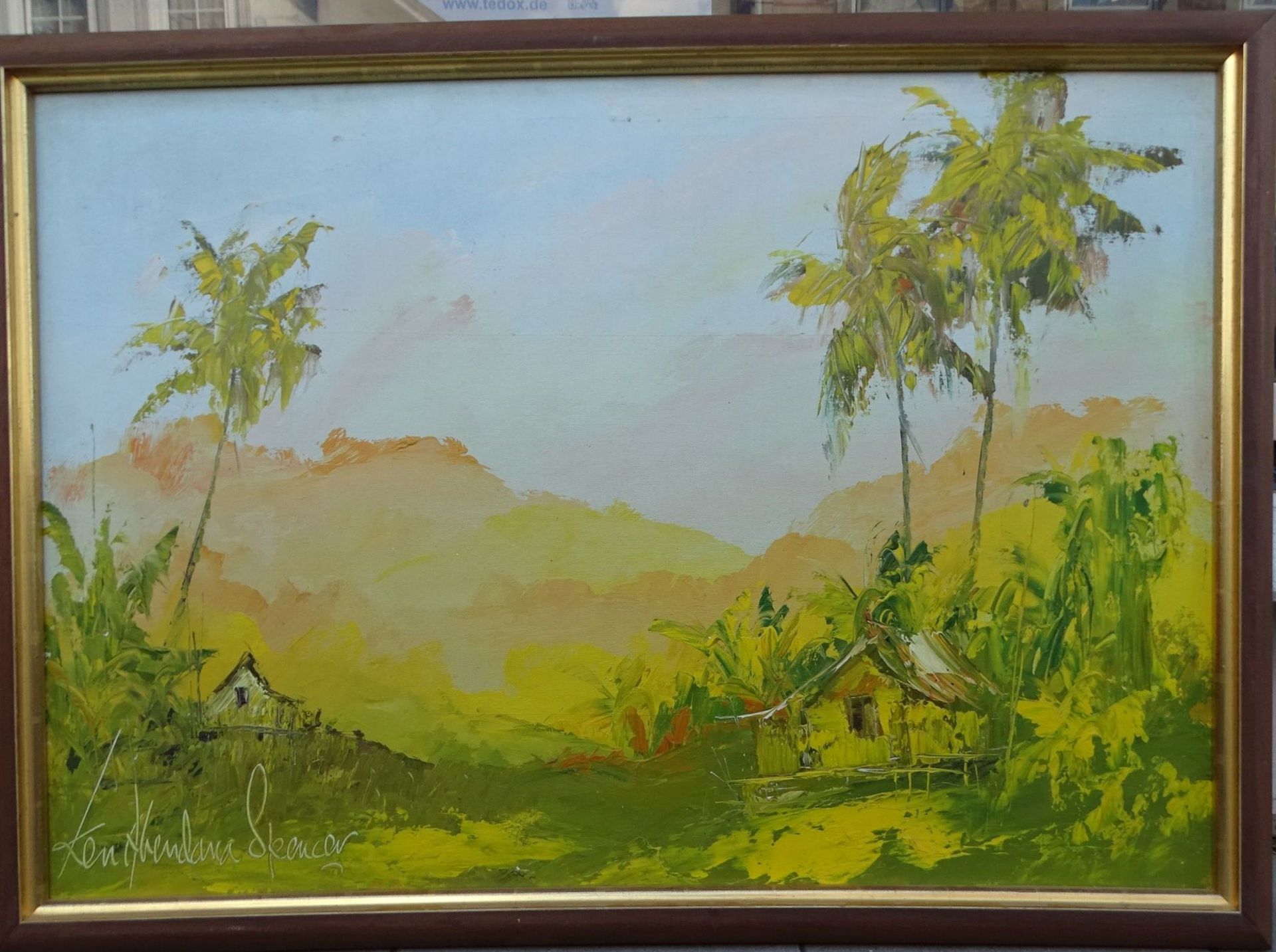 Kenneth ABENDANA SPENCER (1929-2005) "Jamaikan. Landschaft", Öl/Leinen, gerahmt, RG 80x110 c - Bild 2 aus 6