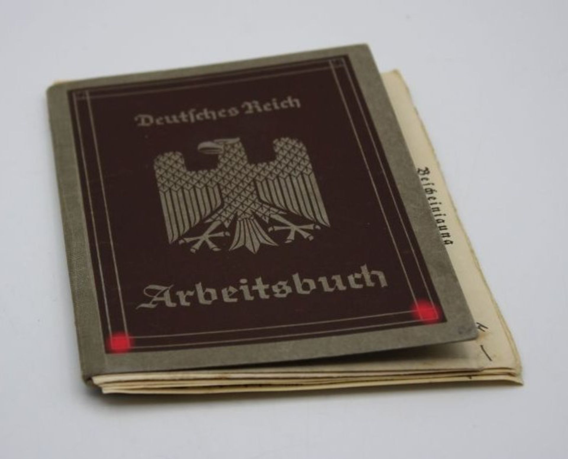 Arbeitsbuch, 3. Reich, einige Einträge, Alters-u. Gebrauchsspuren.