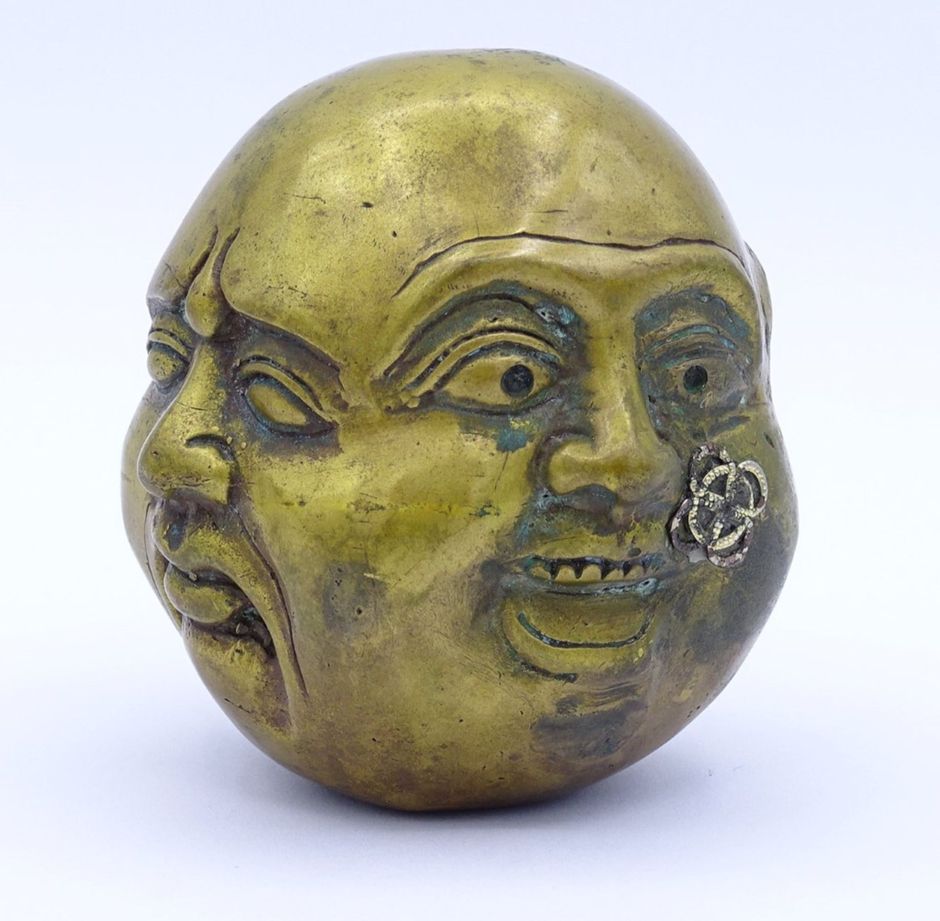 Bronze Buddha Kopf mit 4 Gesichtern,H-7,5cm,