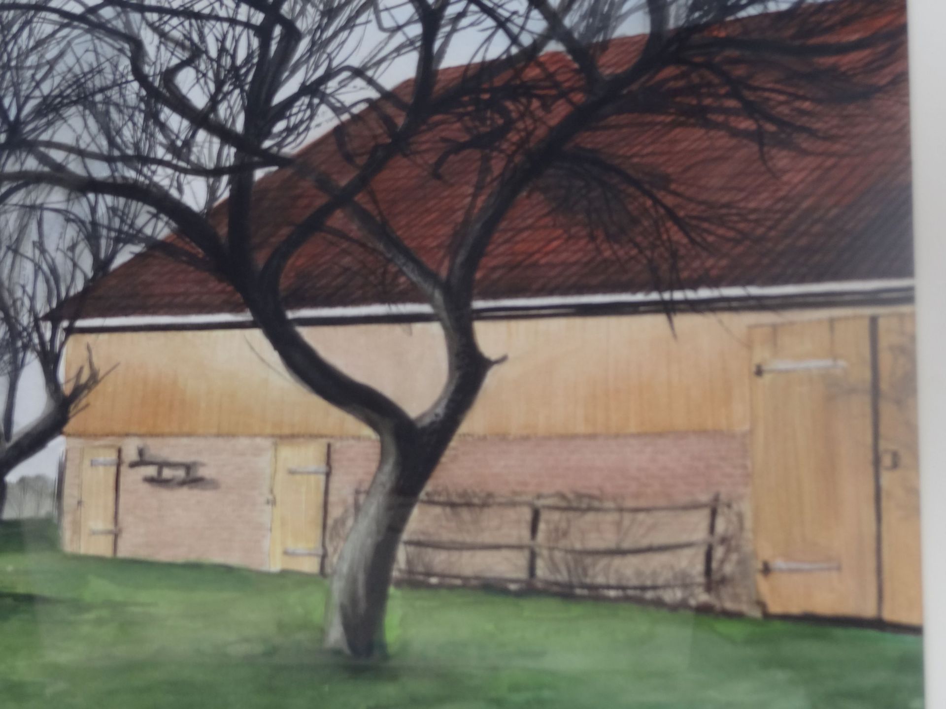 Andreas Dücker, 1991 "Bauernhof" Aquarell, ger/Glas, RG 49x60 c - Bild 2 aus 5