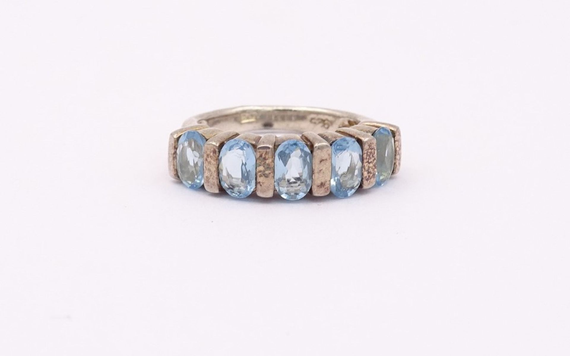 Blautopas Silber Ring 925/000 4,8gr., RG 50