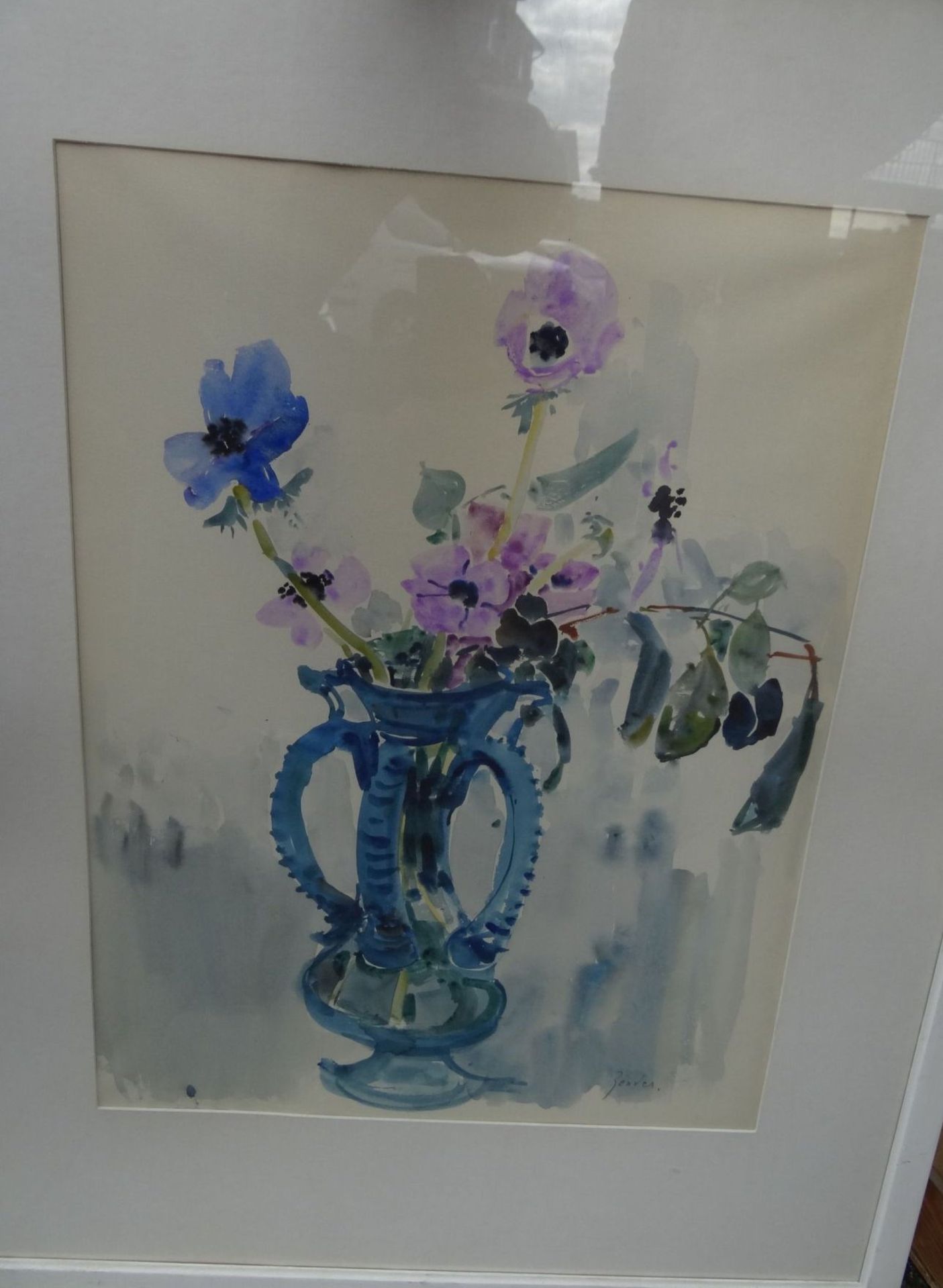 Rudolf ZENDER (1901-1988) "Blumen" Aquarell, ger/Glas, RG 92x73 cm, anbei Buch über den Künstler,