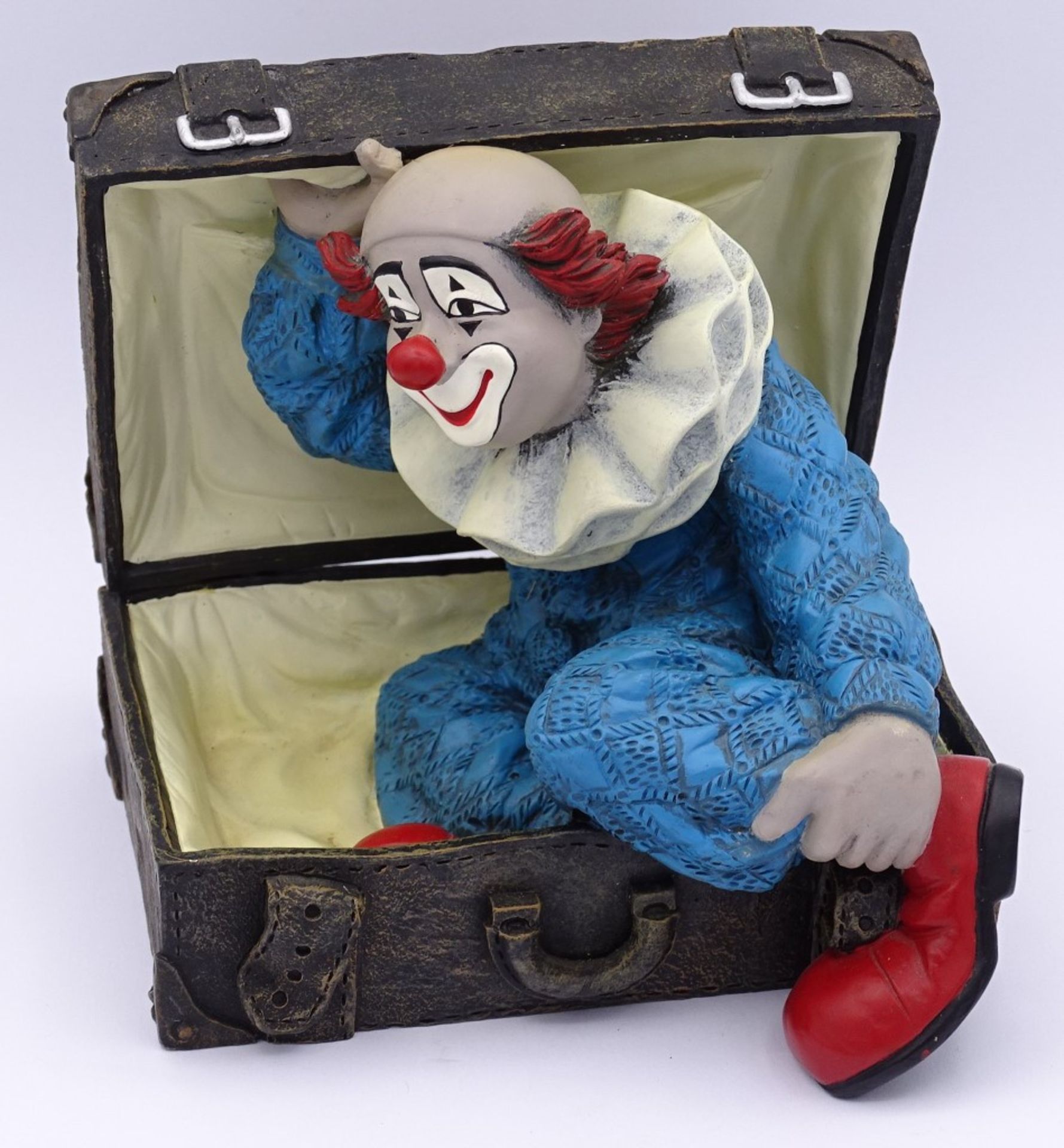 Gilde Clown im Koffer, H-13cm,L- 13,5cm