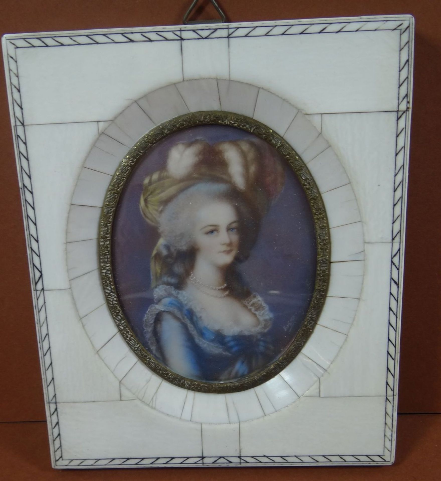 Miniaturportrait "Marie Antoinette", Beinrahmen, RG 14x11 cm