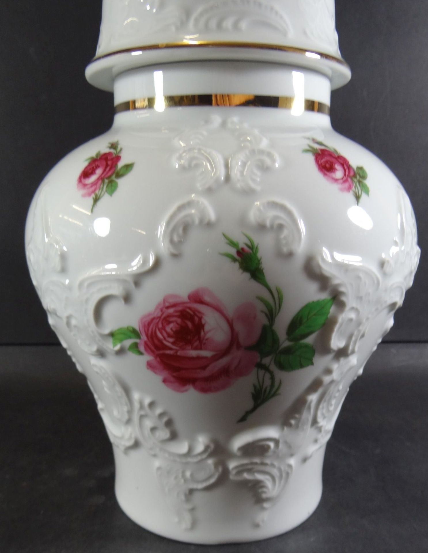 Deckelvase "Royal KPM" Rosendekor, H-33 cm, - Bild 3 aus 8