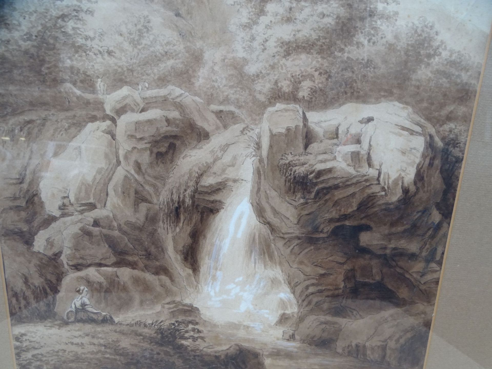 Albert GOTTSCHALK (1866-1906) "Wasserfall" Aquarell, schwer lesbar datiert, (1893?), ger/Glas, RG 6 - Image 3 of 6