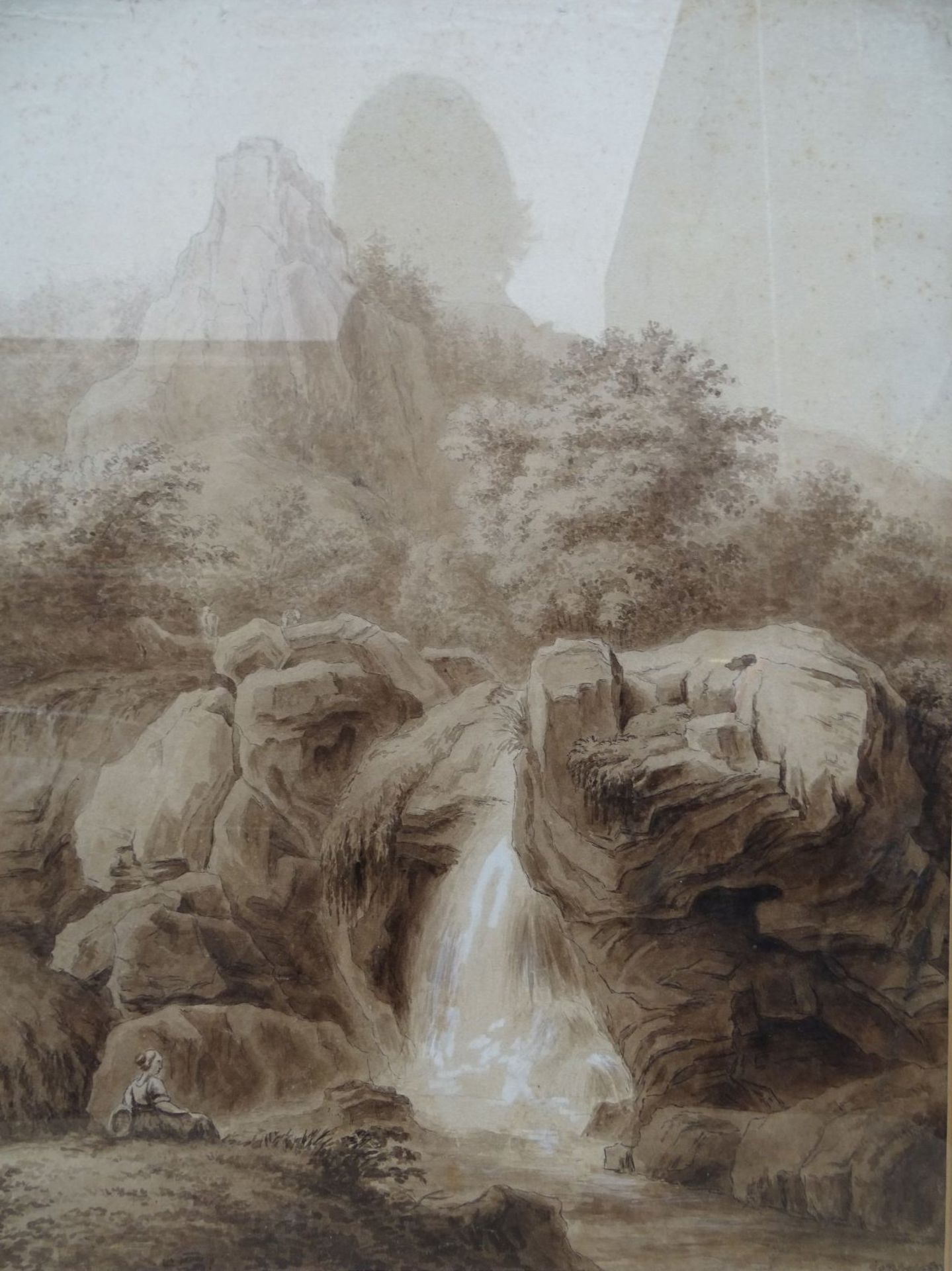 Albert GOTTSCHALK (1866-1906) "Wasserfall" Aquarell, schwer lesbar datiert, (1893?), ger/Glas, RG 6 - Image 2 of 6