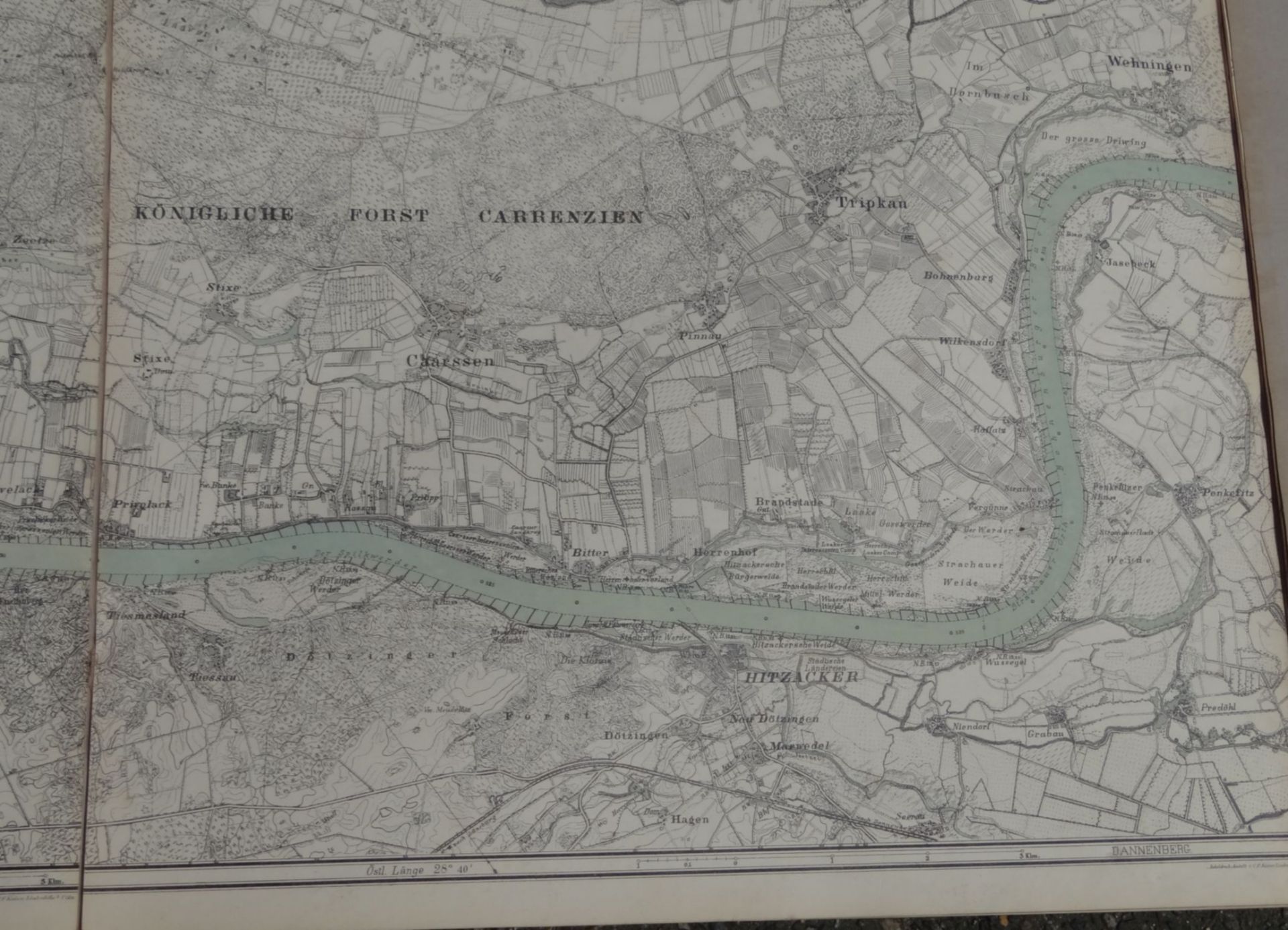 Flussgebiet der Elbe, 1896, Klappkarte (je 45,5x50 cm, 57 Seiten Karten auf Leinen ca. 28,5 m lang! - Bild 8 aus 10