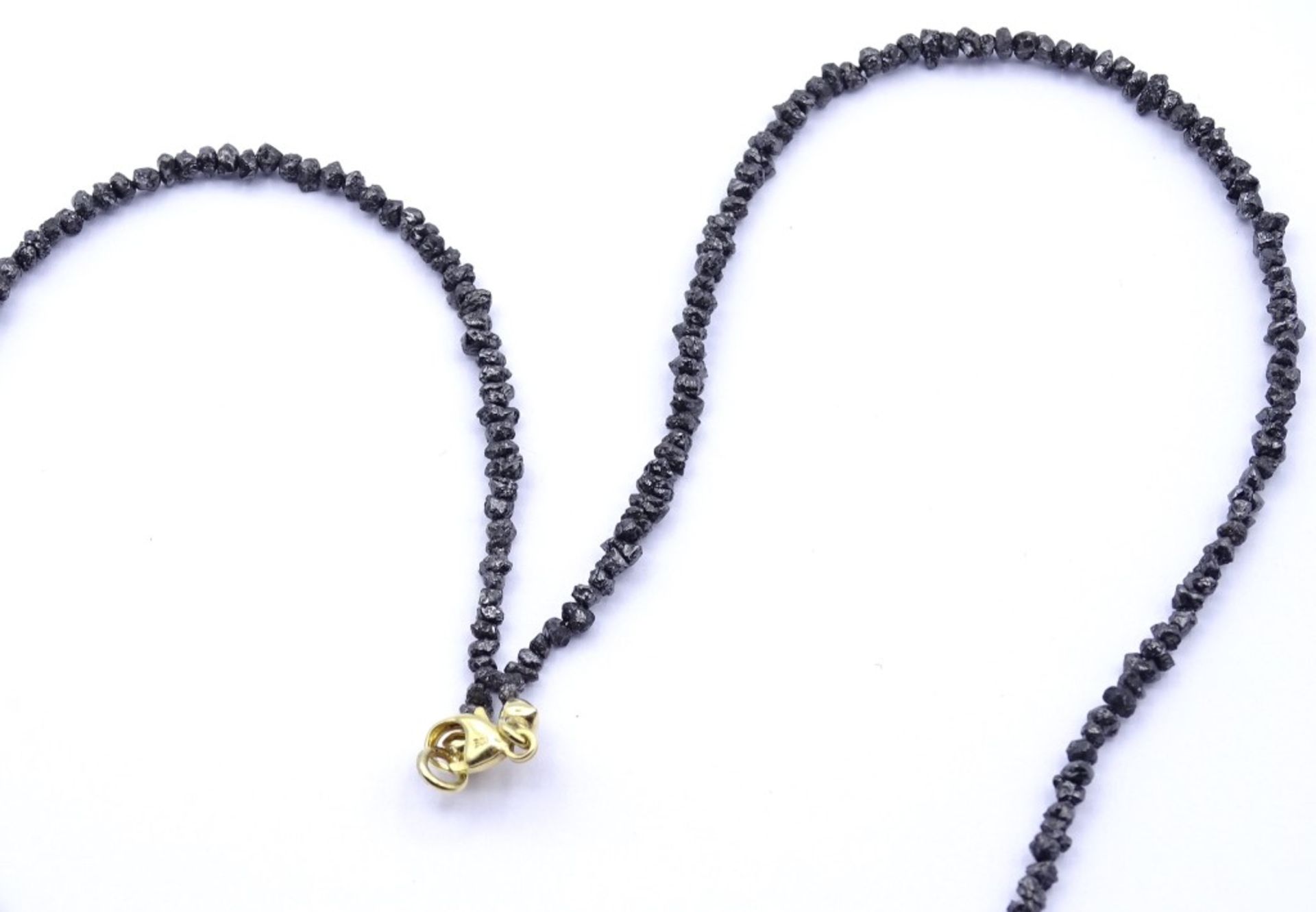 Schwarze Diamant Halskette mit GG 0.585 Karabiner Verschluss, L- 44cm, 5,1gr. - Bild 2 aus 3