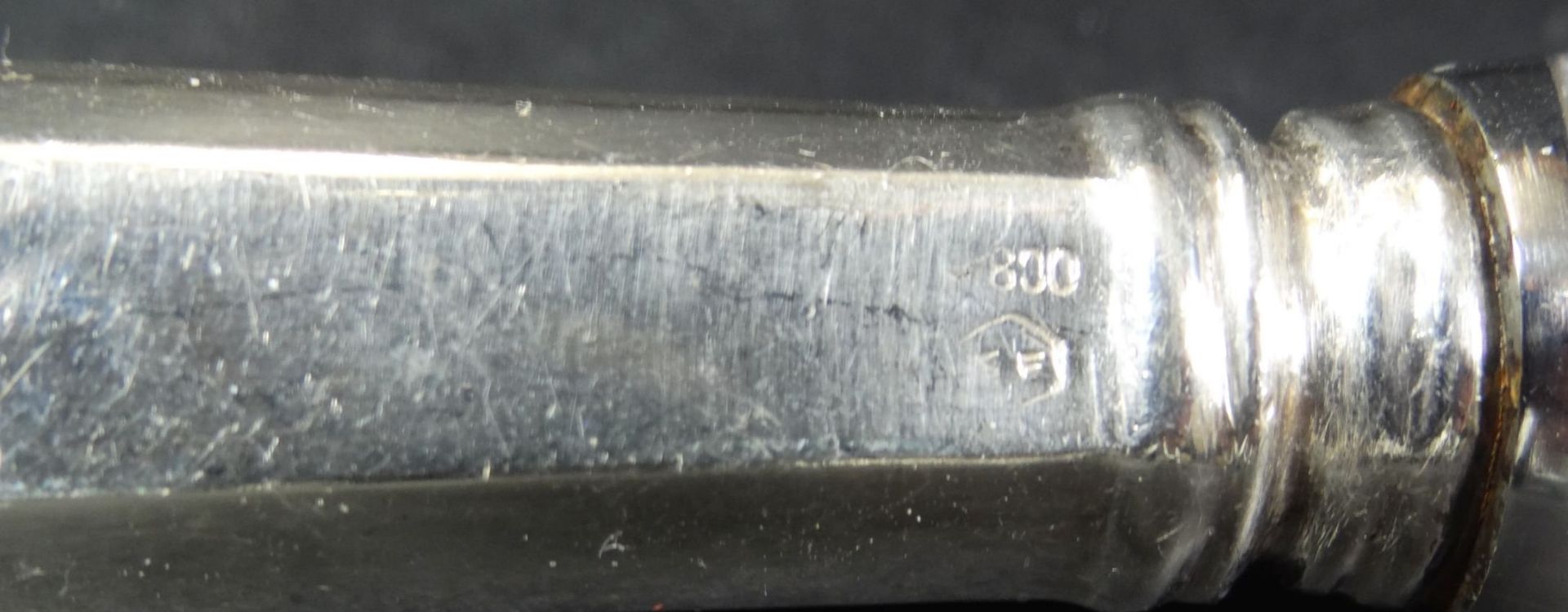 4 grosse, 5 kleine Messer mit Silbergriff-800- und Gravur, L-23.5 und 20 cm, - Image 5 of 6