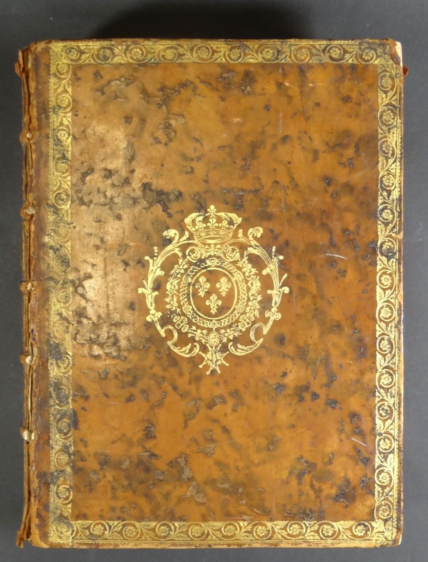 "Histioire de LAkademie de Royale" 1729, Ledereinband, nach Seite 32 ausgehöhlt mit Geheimversteck