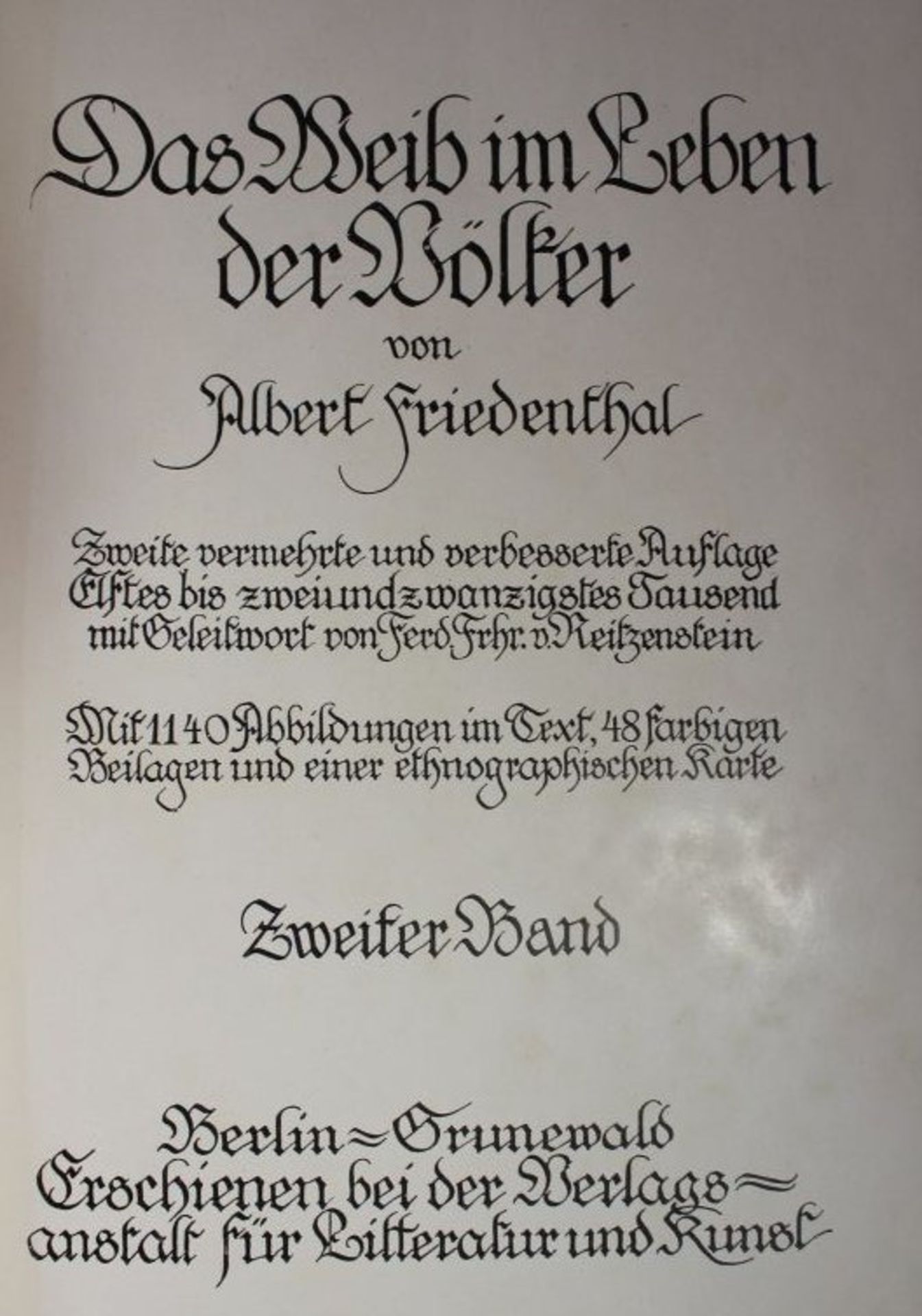 Albert Friedenthal - Das Weib im Lebender Völker, 1910, einige Seiten lose aber wohl komplett, 1. - Bild 6 aus 6