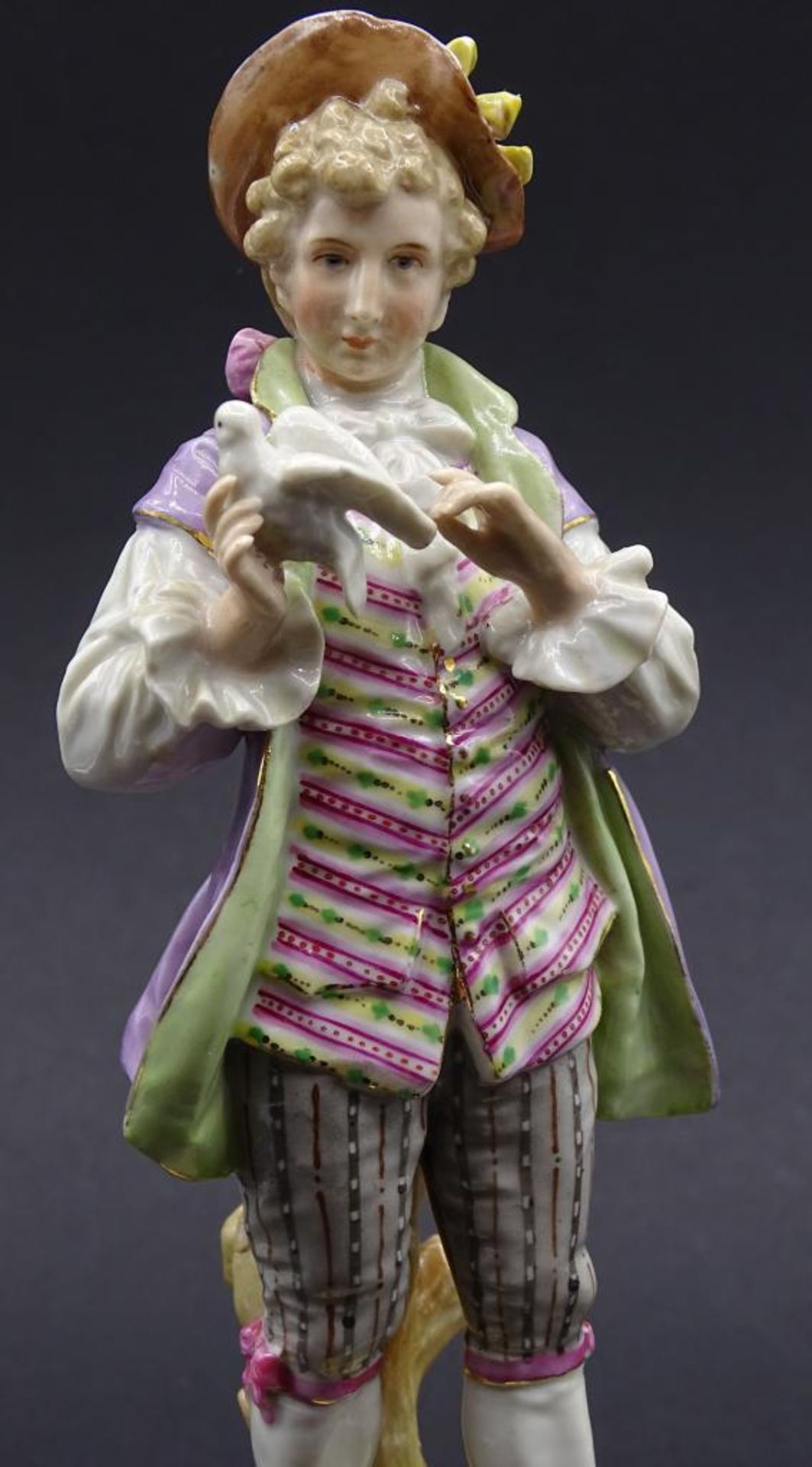 Mann mit Taube, um 1900, ungedeutete Marke,polychrom Bemalung,H-16,0cm, - Image 5 of 6