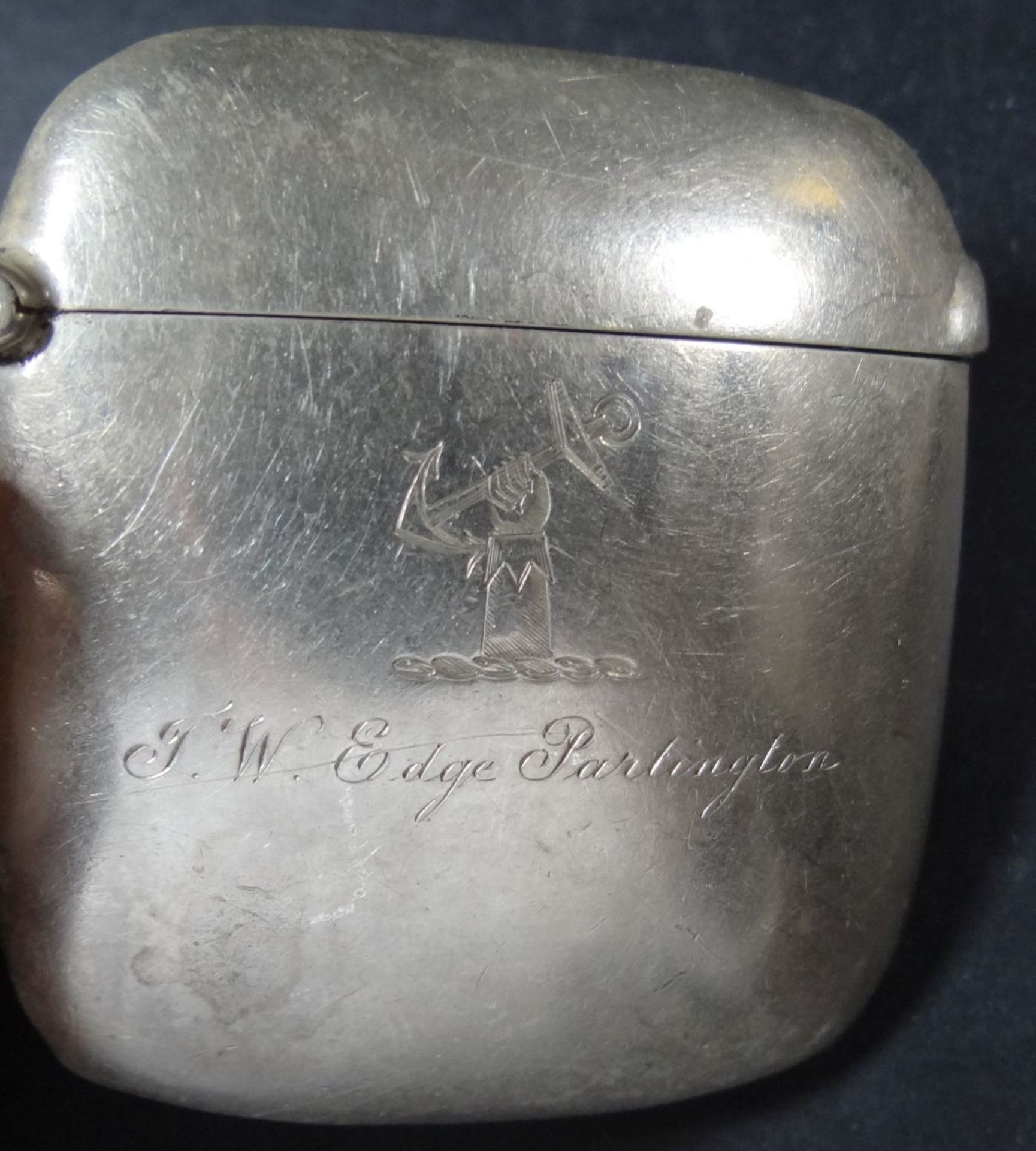 Silber-925- Streichholzdose, mit Namens-Gravur, 5x5 cm, 46 gr. - Image 2 of 4