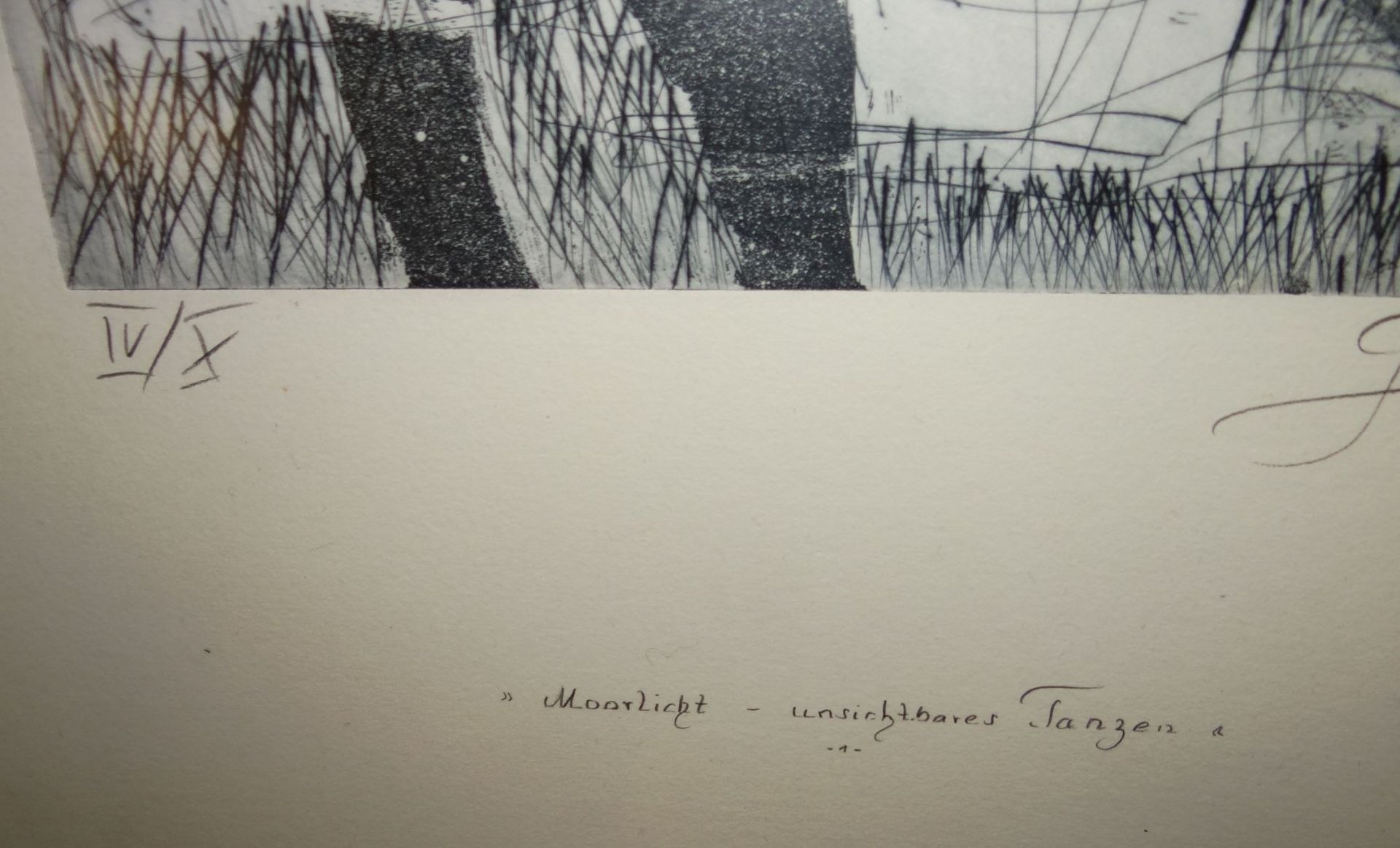 Günther KRESSL (1934) "Moorlicht-Unsichtbares Tanzen" IV/X, Aquatinta-Radierung 42,5 x 35,5 cm, ge - Bild 4 aus 4