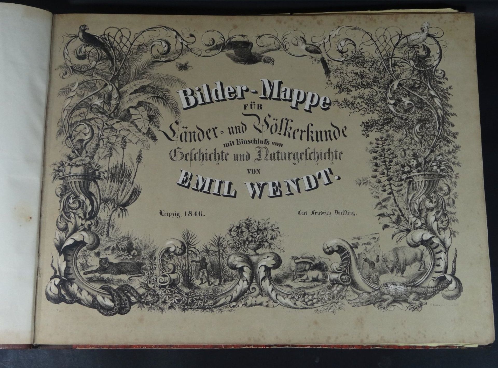 Emil Wendt "Bilder-Mappe für Länder-und Völkerkunde" Leipzig 1846 mit 41 Stichen, 32x40 cm, tw. - Bild 2 aus 10