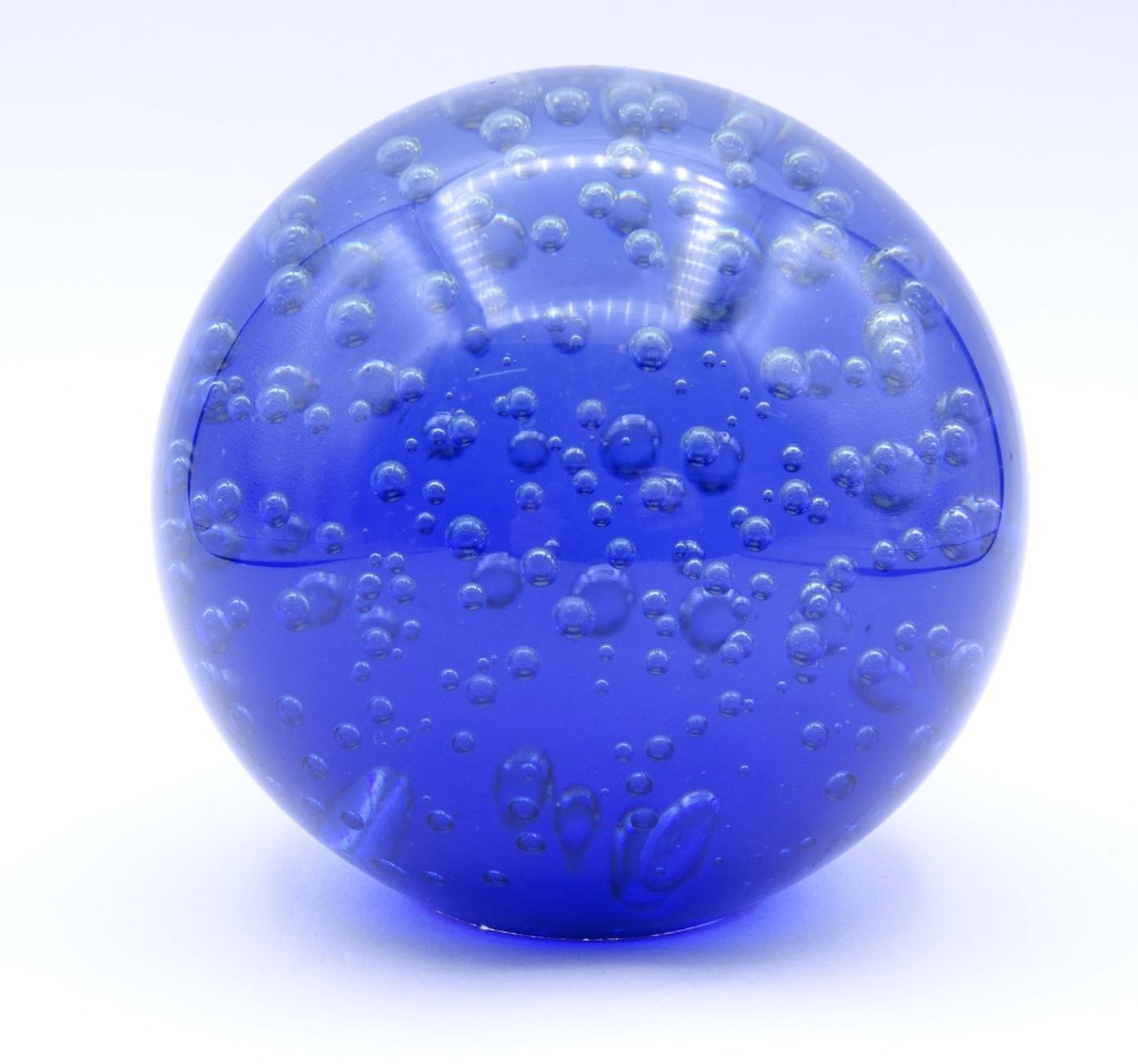 blaues Paperweight mit Luftblasen,H- 8,5cm