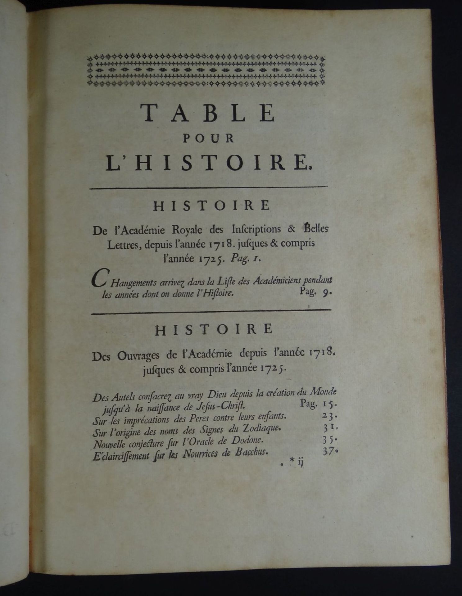 "Histioire de LAkademie de Royale" 1729, Ledereinband, nach Seite 32 ausgehöhlt mit Geheimversteck - Bild 5 aus 9