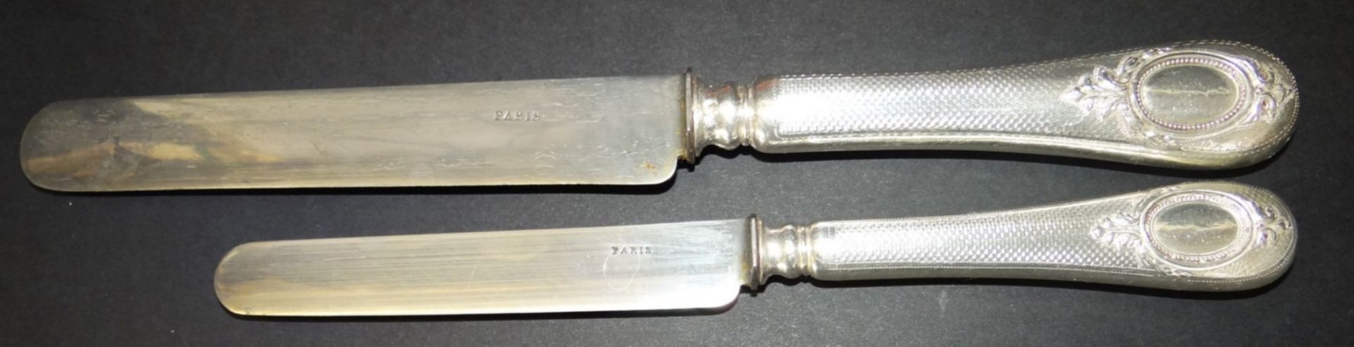 6 grosse, 6 kl. Messer mit Silbergriffen, Minerva-Punze, Frankreich, L-20 und 25 cm, - Image 4 of 7
