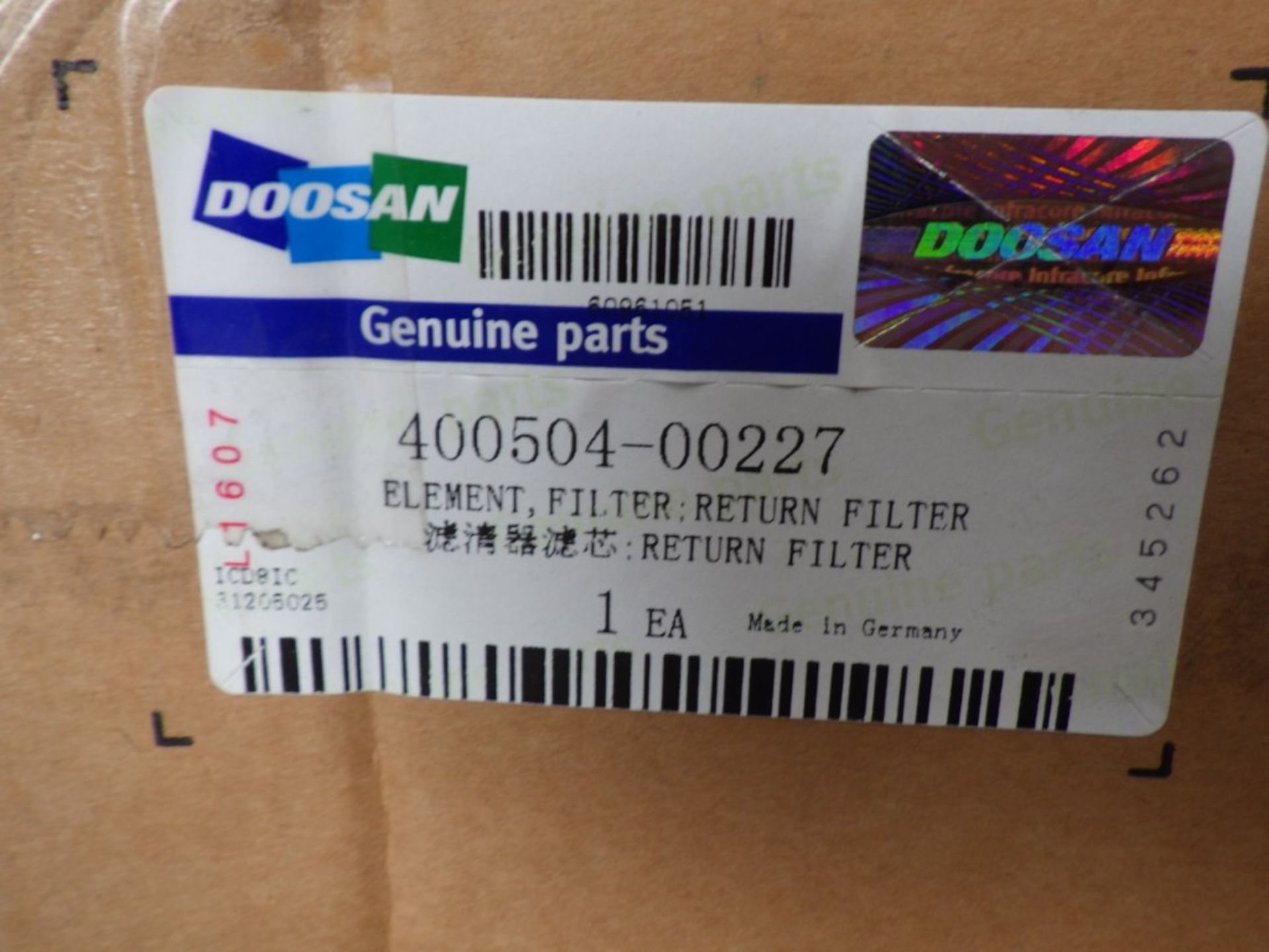 DOOSAN RETURN FILTER ELEMENT (4 OF) P/N: 400504-00227 - Image 3 of 4