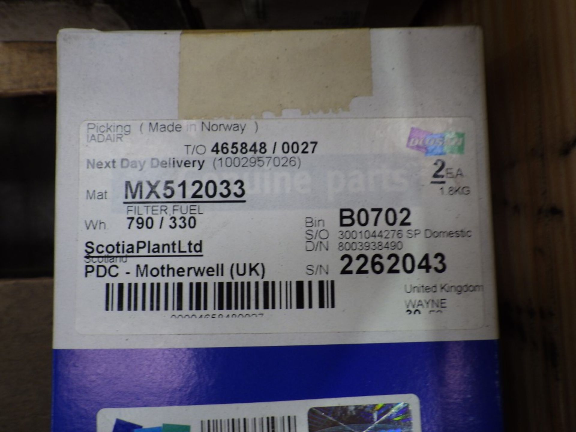 ASSORTED MOXY / DOOSAN PARTS INCL. FILTERS, GEAR, BEARINGS P/N: MX501387 (4 OF), MX513783 (5 OF), - Image 3 of 12