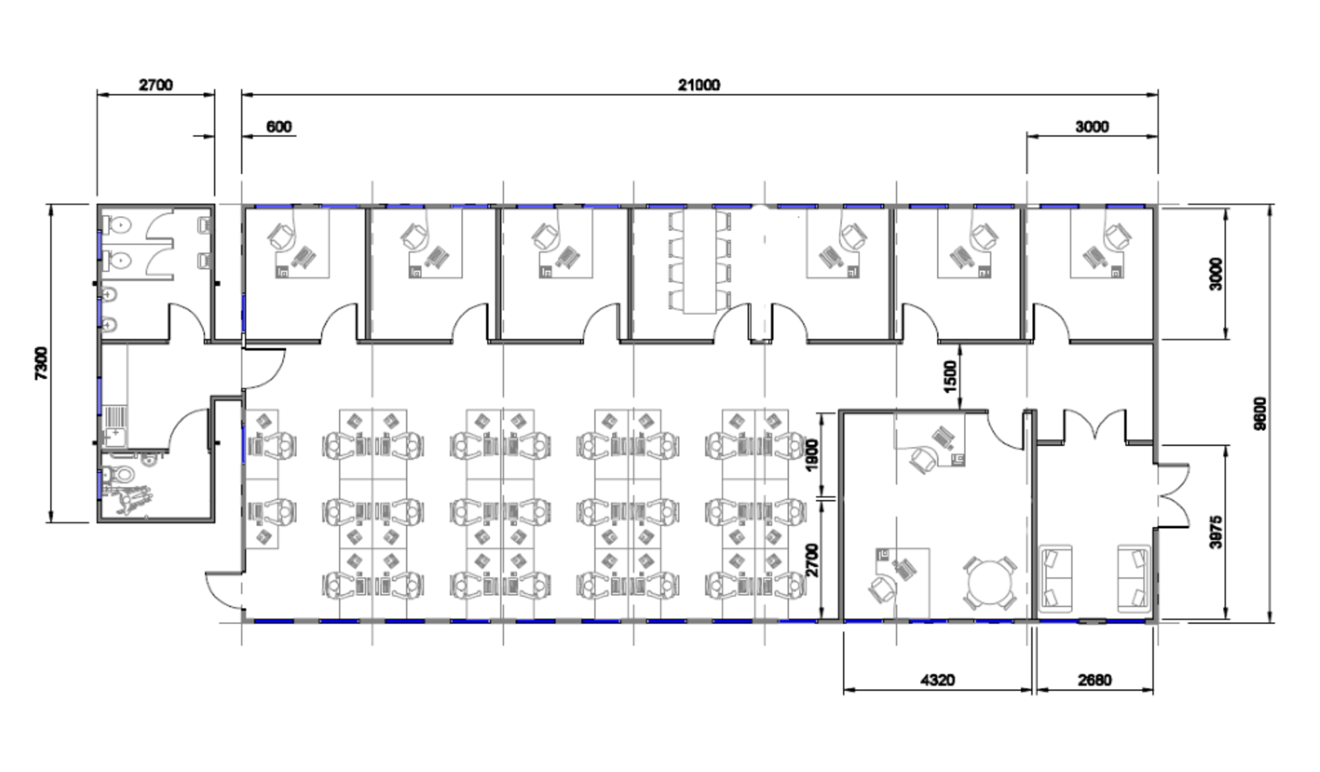 7 Bay Modular Office / Classroom / Studio Building - 21m x 9.6m & Jack Leg Toilet / Kitchen Cabin - Image 2 of 41