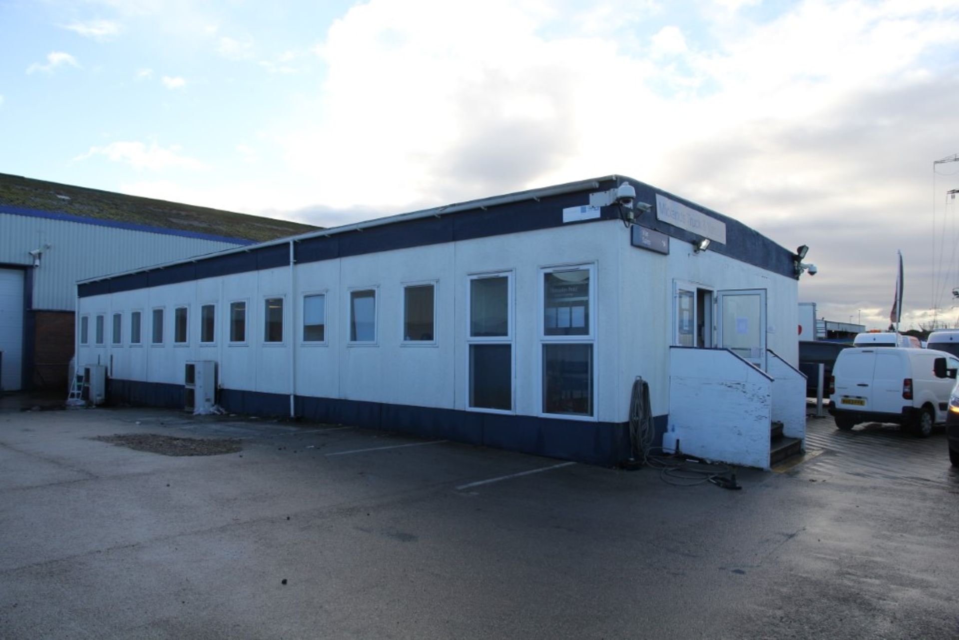 7 Bay Modular Office / Classroom / Studio Building - 21m x 9.6m & Jack Leg Toilet / Kitchen Cabin