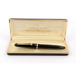 Black celluloid ballpoint pen with golden finish