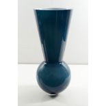 Large lattimo blue glass vase