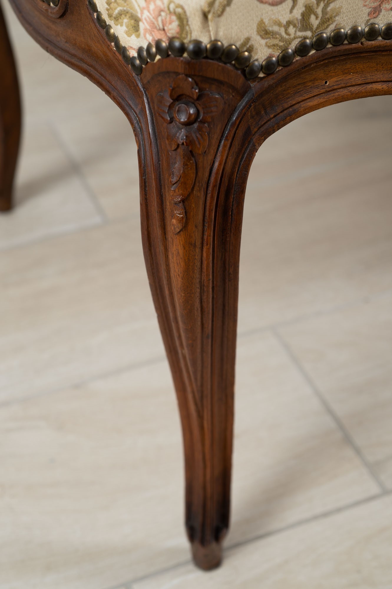 Pair of Louis XV style walnut armchairs - Image 4 of 5