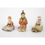 Lot of three polychrome Danish porcelain figurines depicting female characters