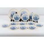 Cake service in white and blue Laveno porcelain