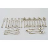 Lot of 12 dessert forks in 800 silver and 12 teaspoons