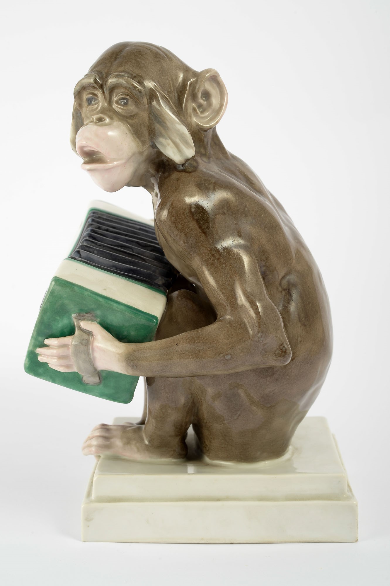 Polychrome porcelain sculpture depicting monkey playing - Image 5 of 6