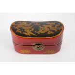 Oval-shaped box in painted leather