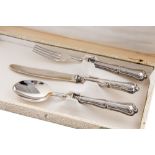 Set of three 800 silver cutlery Italy, '60, consisting of fork, knife and spoon, in original case