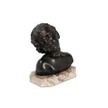 Antonio Mennella (1901 - 1964) Bust of a boy in bronze, signed, breccia marble baseh 24 cm