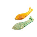 Pair of fish in blown glass manifacture di Murano, mid 20th century, 18 cm